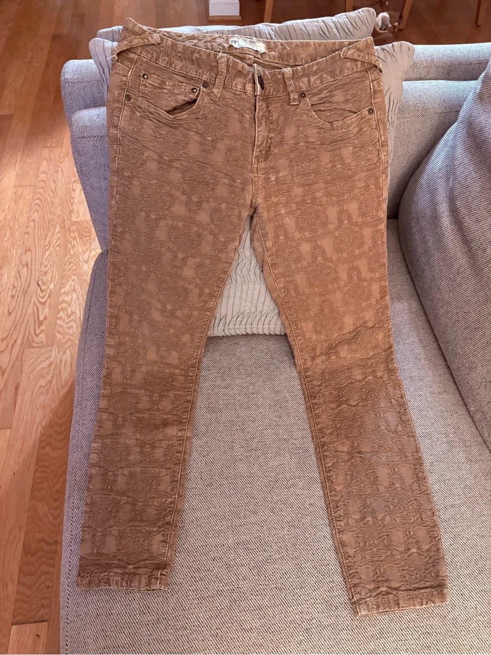 Free People Brown Patterned Skinny Pants
